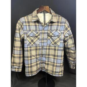 Scene & Heard Jacket Boys 10/12 Blue Yellow Plaid Sherpa Lined Button Shacket